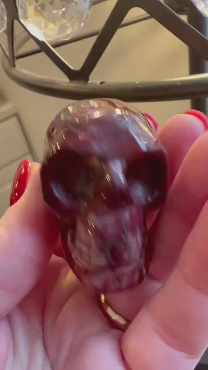 Burgundy Mookaite 1.9” Skull, New, crystal healing, gifts, magick, high vibration crystals