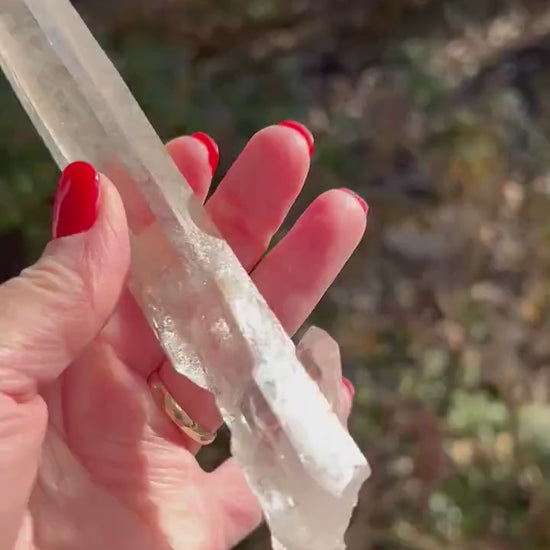 Laser Singing Lemurian 6.5”, with crown bottom, New, 126 grams, gift, altar, high vibration crystals