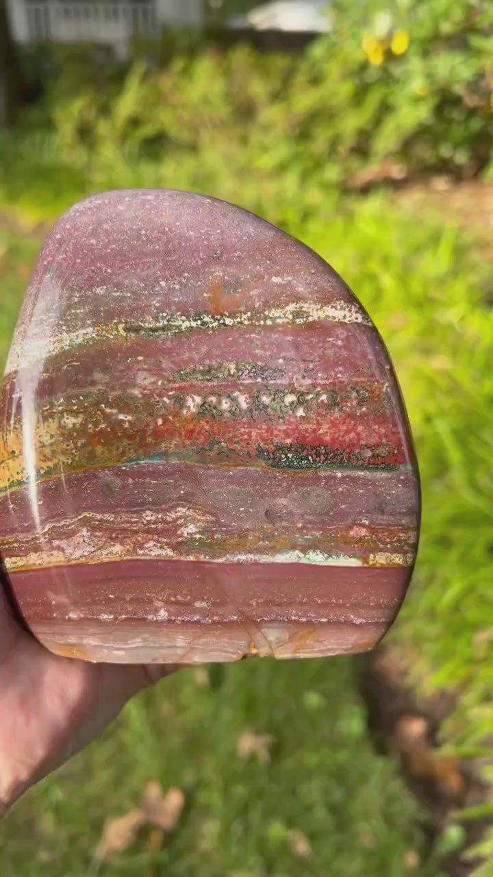 Large Ocean Jasper Standing Freeform, over 2 and a half pounds, high vibration crystals