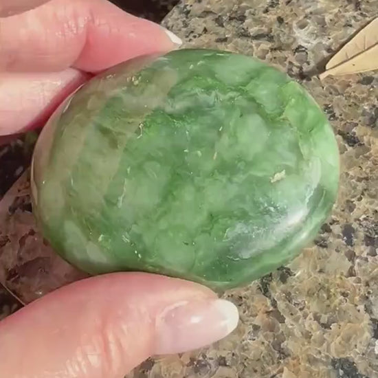 Nephrite Jade Palm Stone, Exquisite, approx 2.5”, gift, new in shop, healing crystals