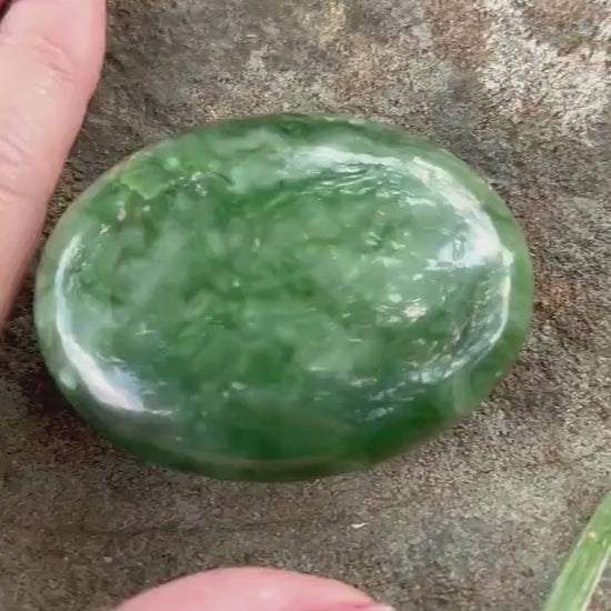 Nephrite Jade Palm Stone, Exquisite, approx 2. 5”, gift, new in shop, healing crystals