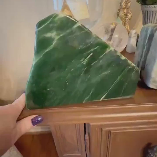 Authentic Nephrite Green Jade Freeform, new, gifts, altar, high vibration premium healing, 7.5”