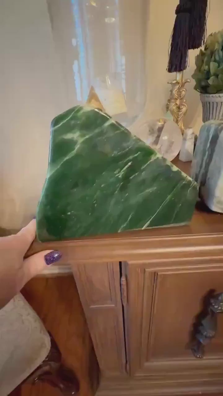 Authentic Nephrite Green Jade Freeform, new, gifts, altar, high vibration premium healing, 7.5”