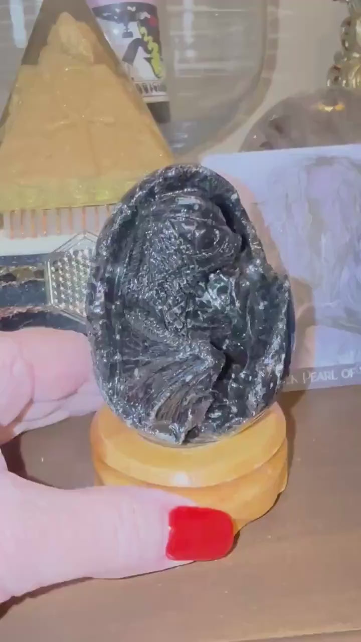 Very Rare Agni Manitite Tektite Dragon Egg 3”, beautifully carved, crystal healing, premium crystals