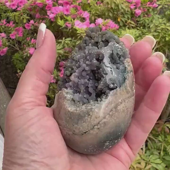 Druzy Grape Agate Egg, 3.5”, new, gifts, altar, high vibration crystals, crystal healing sessions