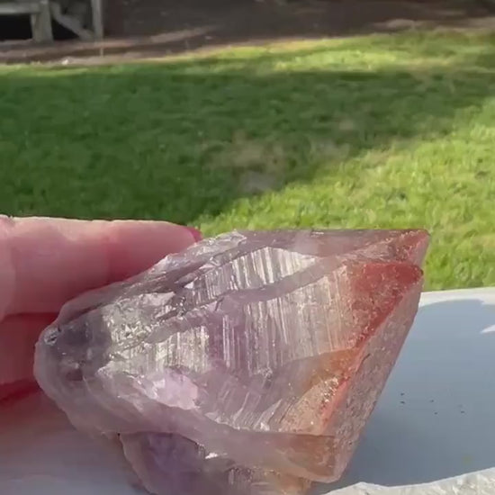 Red Cap Amethyst Point, new, Brazil, crystal healing, high vibration crystals, gifts, palm stone