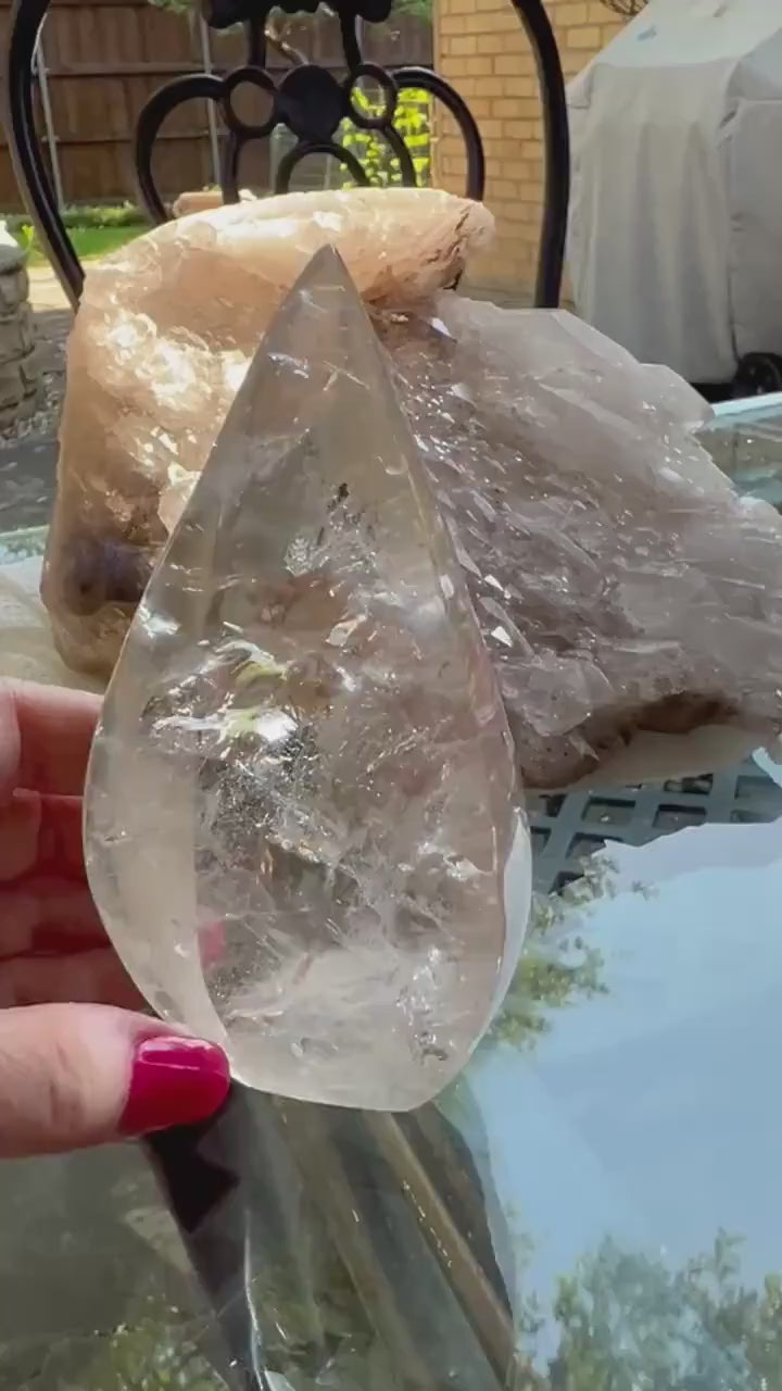 Smoky Lemurian Flame 5”, Brazil, high vibration crystals, crystal healing, gift