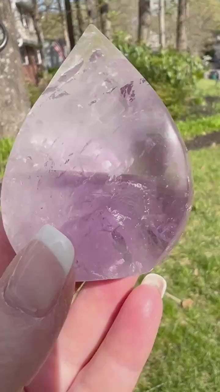 Phantom Amethyst Flame, New, 2.6”, stunning carving, gifts, altar, high vibration crystal, crystals