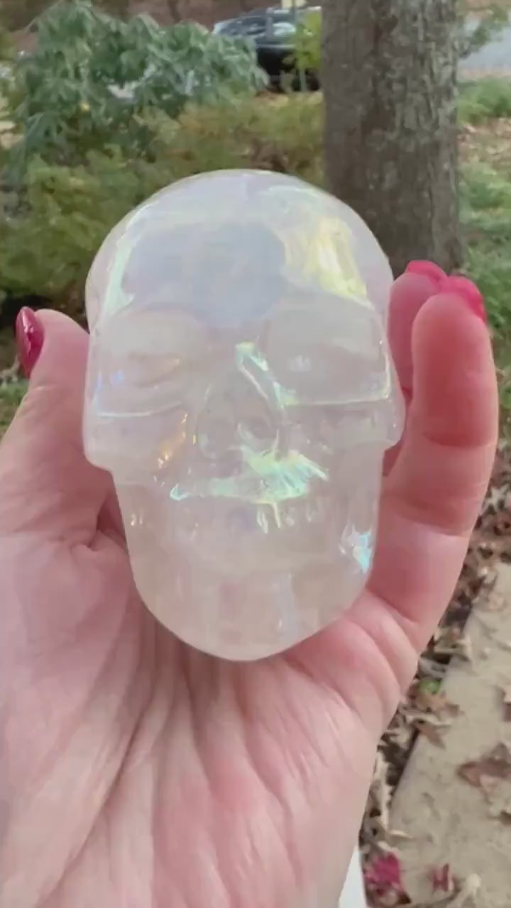 Pink Aura Quartz Skull, 3x2”, private collection, gifts, high vibration crystal healing, altar