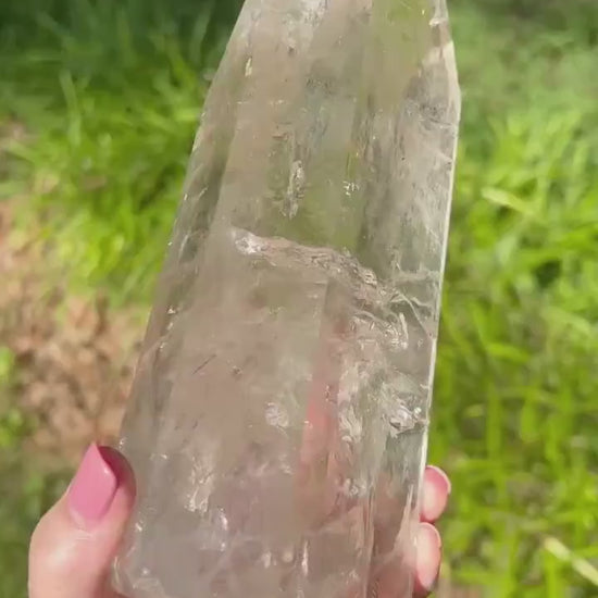 Lemurian Quartz Tower Museum Quality, new, rainbows, fine Lemurian healing, magick crystal, 3 pounds, 7.3”