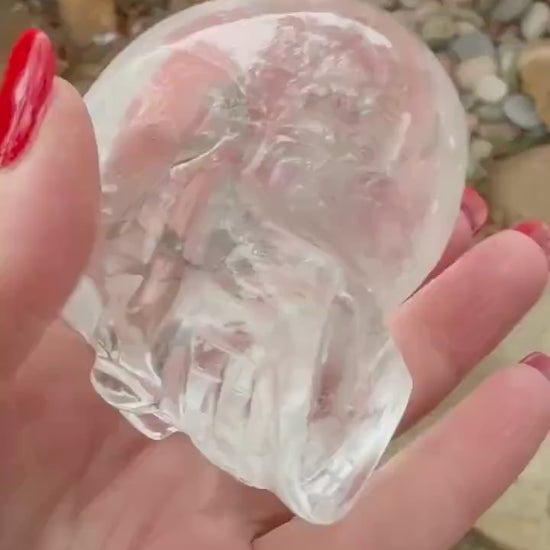 Lemurian Quartz stunning skull carving, high vibration crystals, altar, 3”