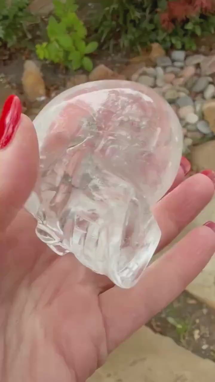 Lemurian Quartz stunning skull carving, high vibration crystals, altar, 3”